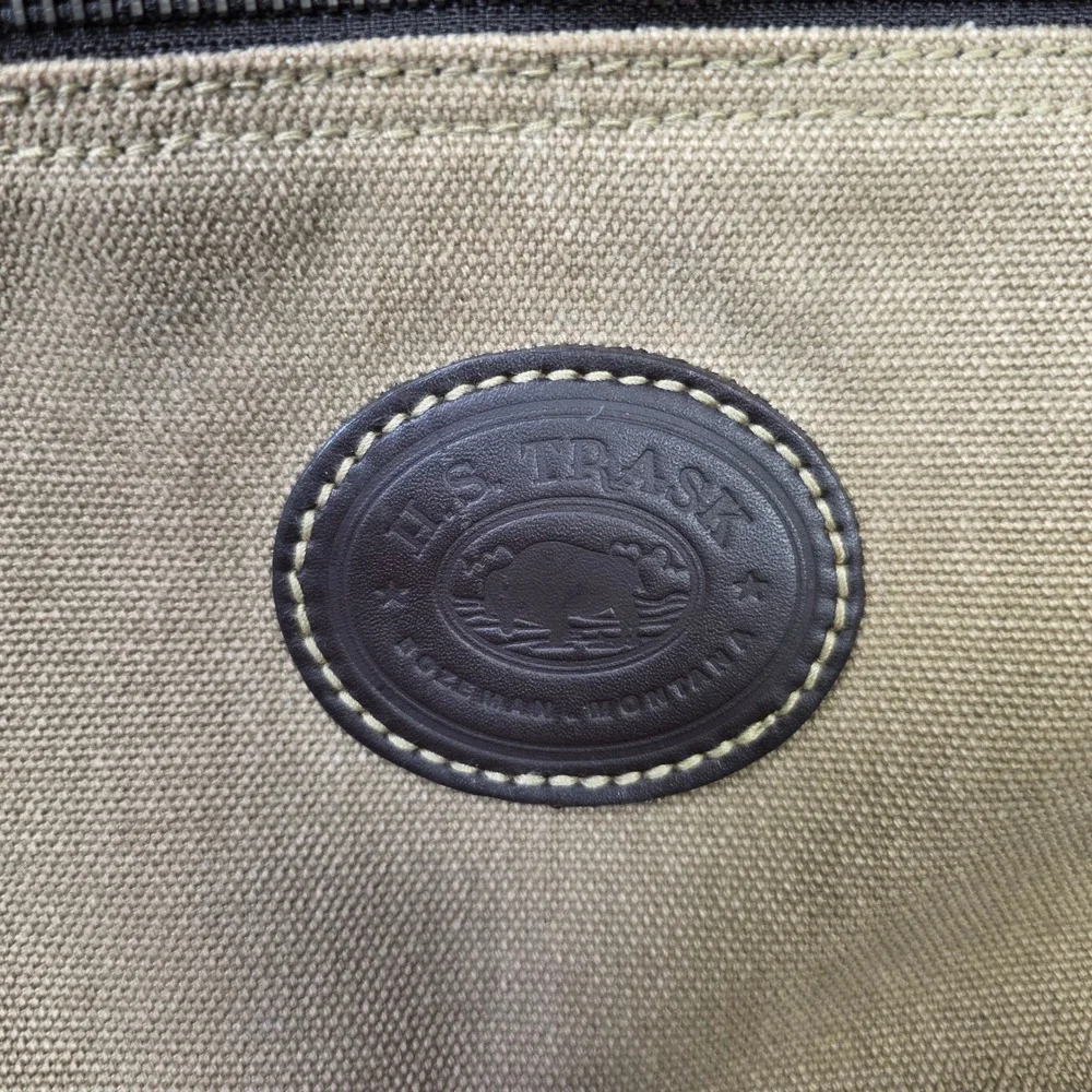 H.S. Trask Canvas Leather Laptop Briefcase Messenger Bag‎ Mens Tan GOOD Travel